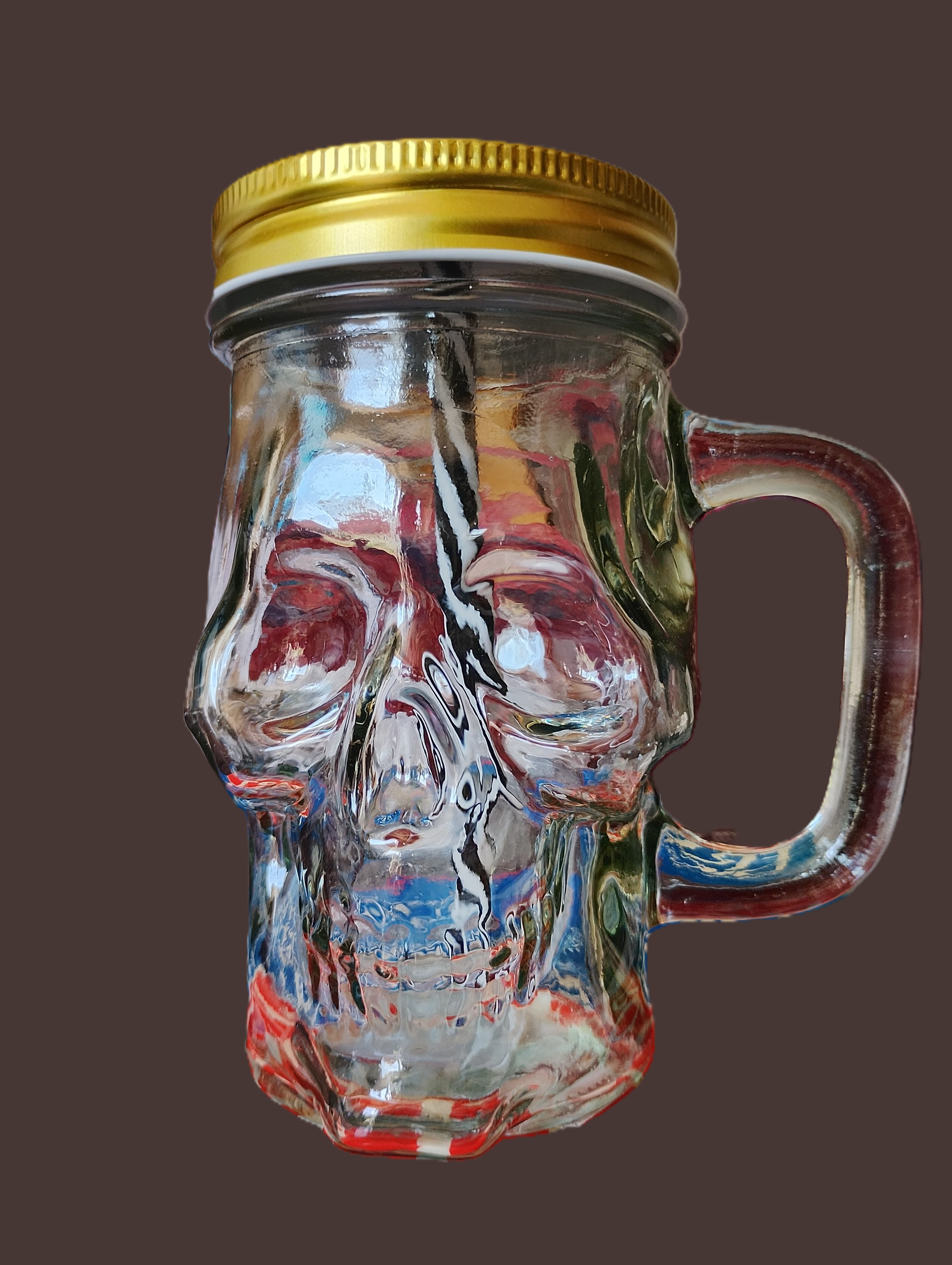 Skulls & Roses Tankard with Straw Personalised