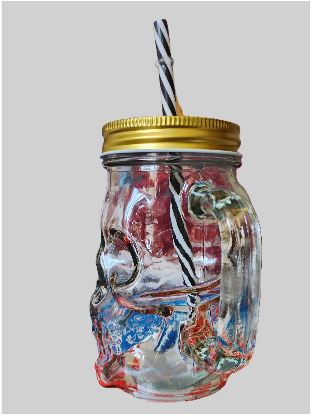 Skulls & Roses Tankard with Straw Personalised