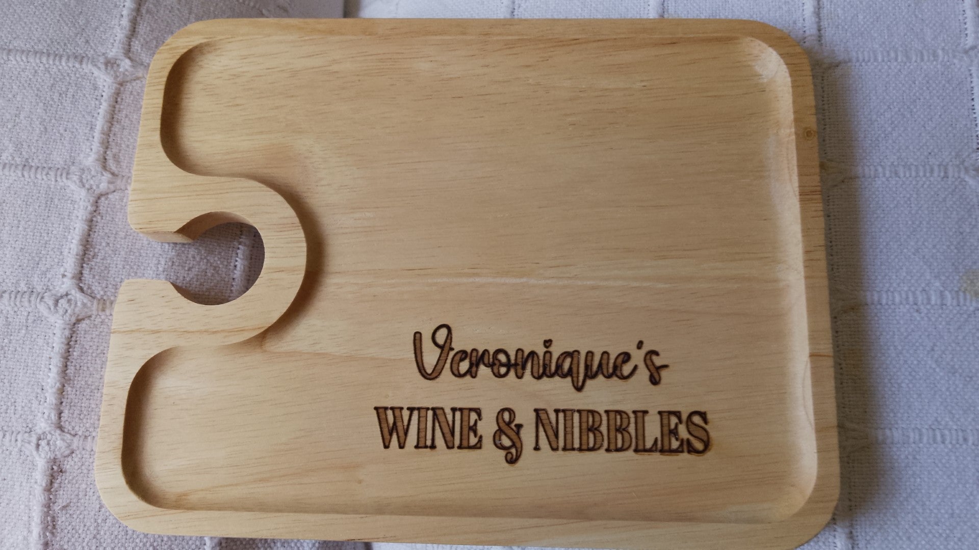 Personalised Wine & Nibbles Board made from Wood L21 x W16