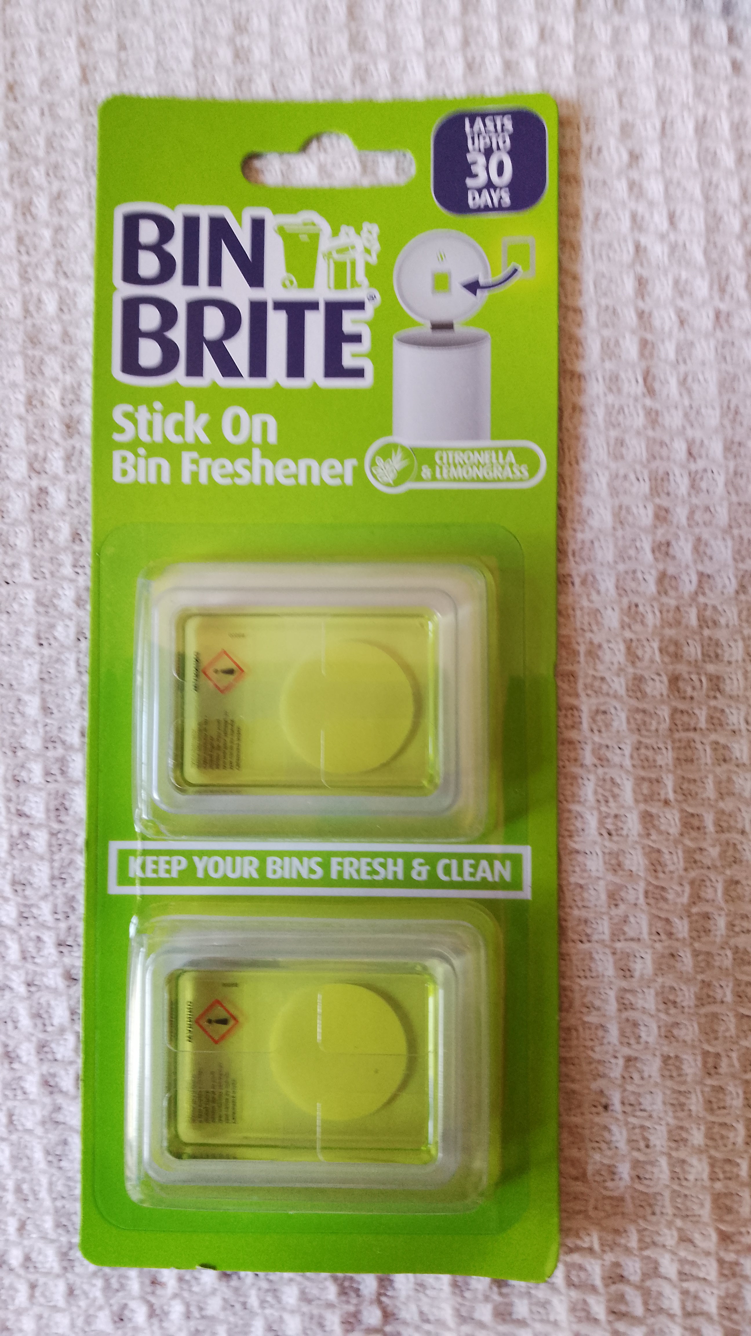 Bin Brite Stick-on freshener - Lemon Grass Pk of 2 or Berry Blast