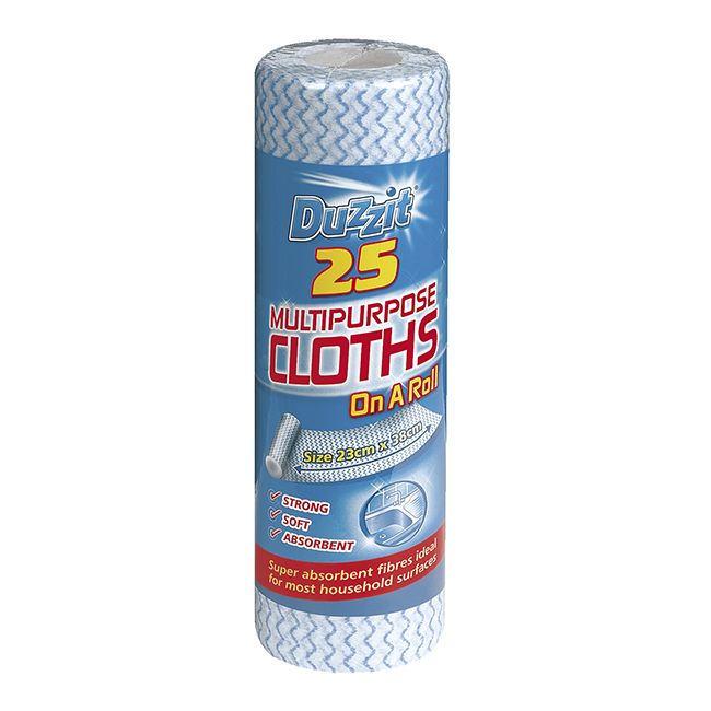 25pk Multipurpose Cloths on a Roll W23 x H38cm