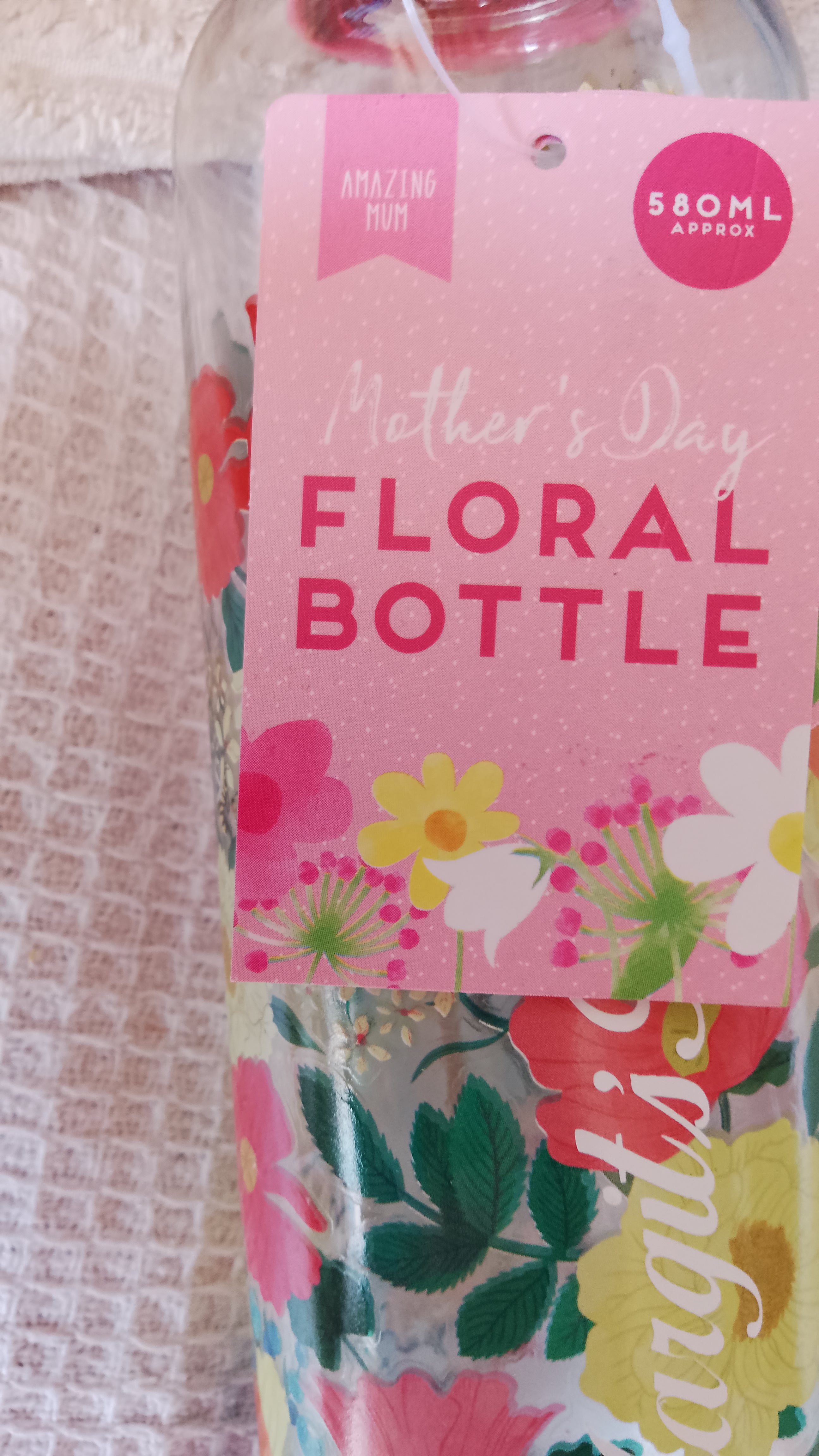 Floral Glass Drinking Bottle 580ml Personalised