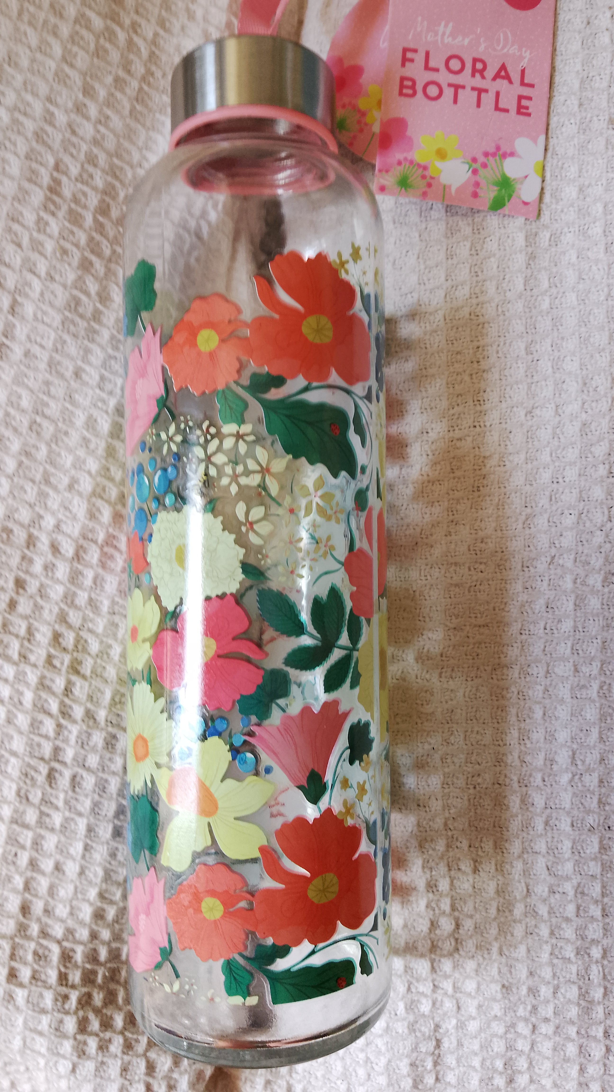 Floral Glass Drinking Bottle 580ml Personalised