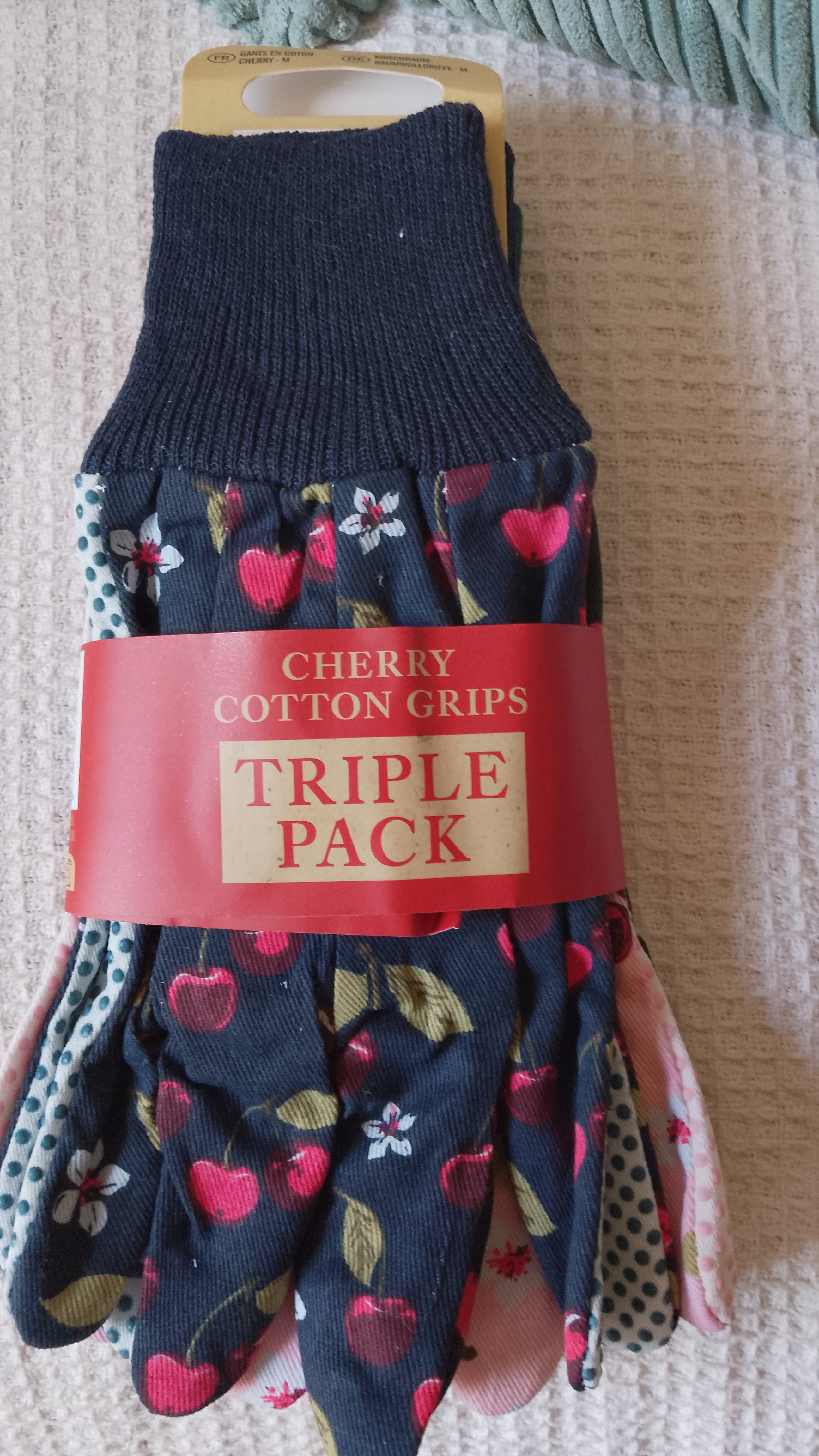 Triple Pack Garden Gloves - Cherry Cotton