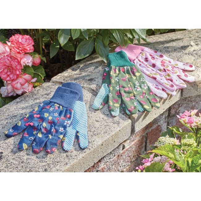 Triple Pack Garden Gloves - Cherry Cotton