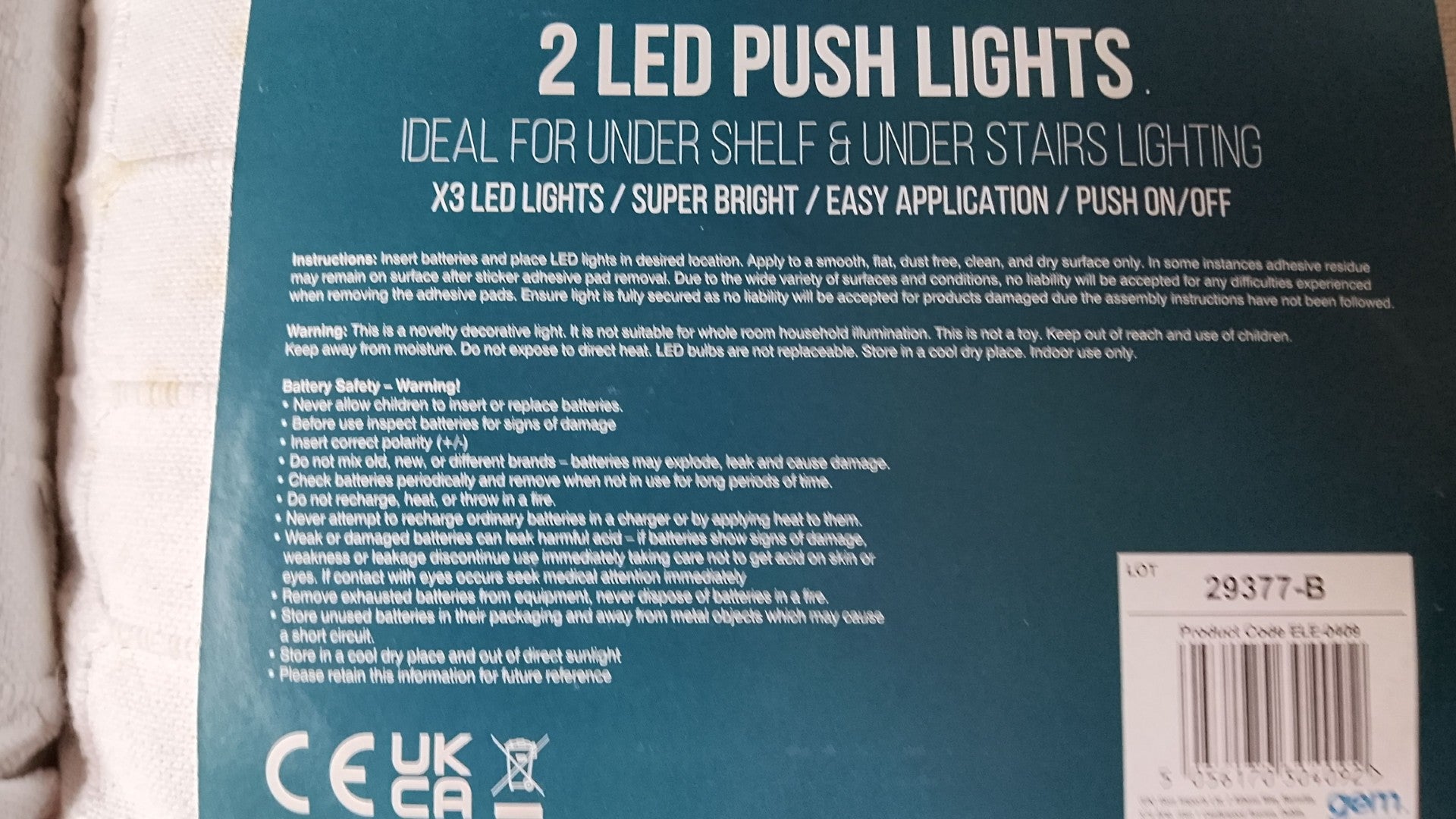 LED Push Lights Pk of 2 - Requires AAA Batteries