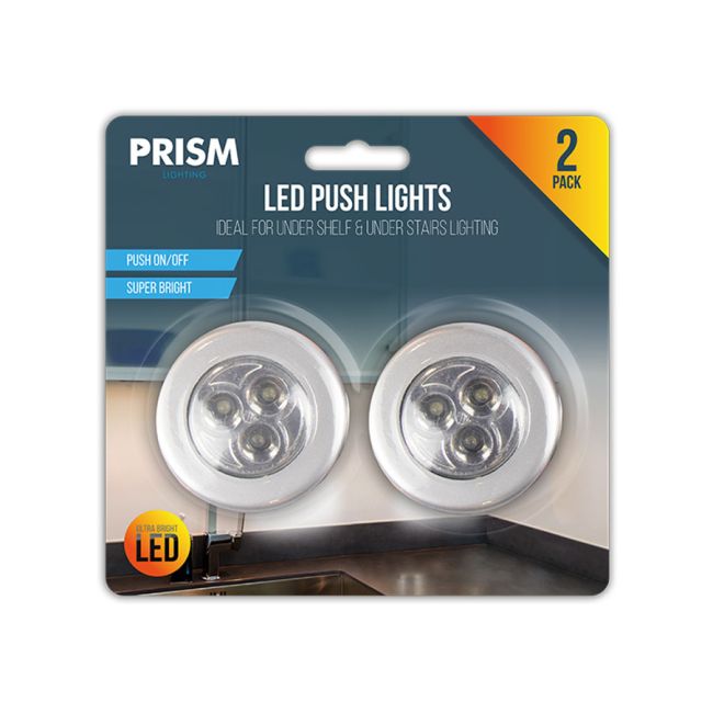 LED Push Lights Pk of 2 - Requires AAA Batteries