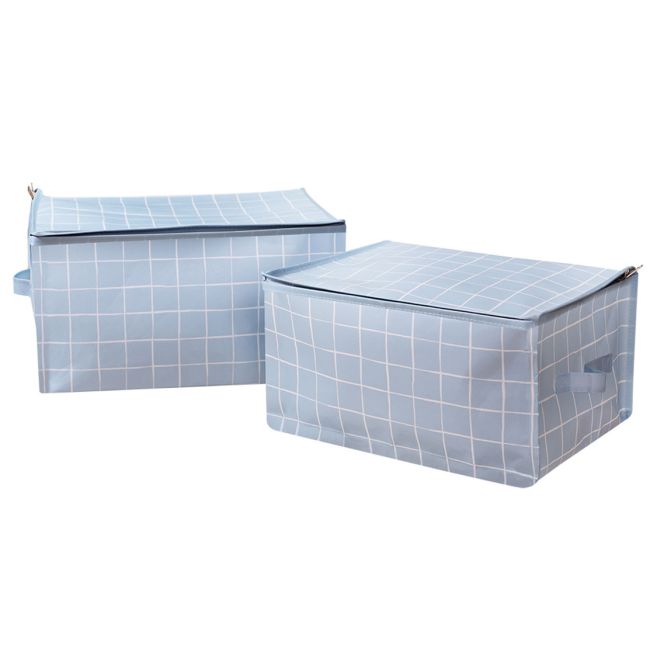Blue Check Storage Cubes 2pk H30 x W38 x D20cm