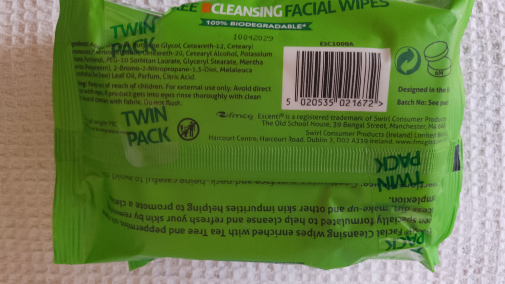 Cleansing Face Wipes - Tea Tree 20 Wipes Pk of 2 Special Offer